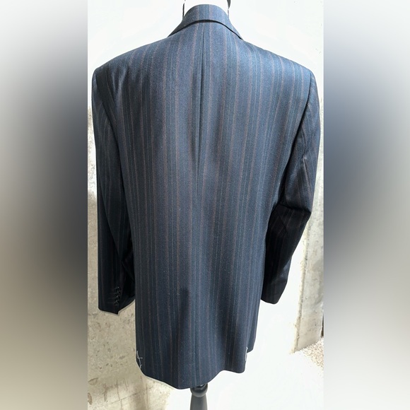100% Italian wool/Super 120s/Navy multi striped/Mens suit/Jacket/2-pants - Picture 3 of 7